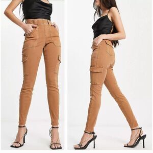 Spanx Stretch Twill Ankle Cargo Pants In Honey  Glow Beige Petite Size M